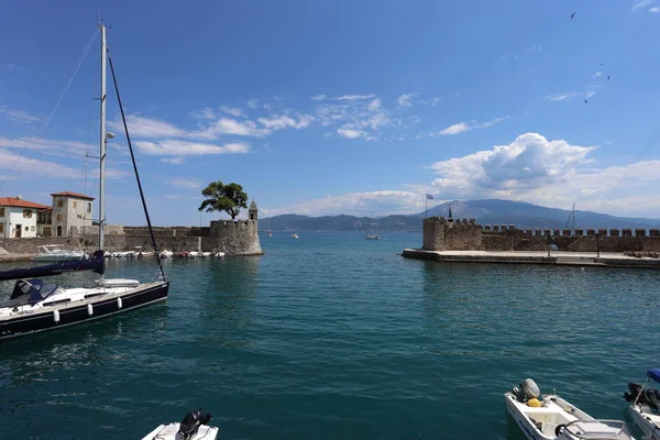 Lepanto Grecia Julio 2019 Panorama Del Pueblo Visto Desde Playa — Foto de Stock