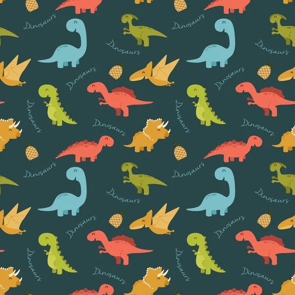 Çizgi film renkli dinozorlar ile şirin seamless modeli