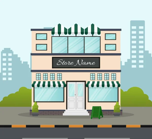Vector Illustration Flat Design Store Front Place Name — Stock Vector