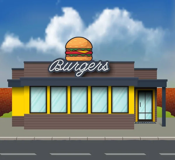 Vektor Illustration Des Burger Store Gebäude Hintergrund — Stockvektor