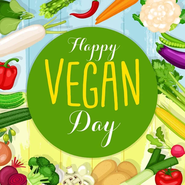 Illustrazione Vettoriale Del Design Del Giorno Vegano Mondiale — Vettoriale Stock