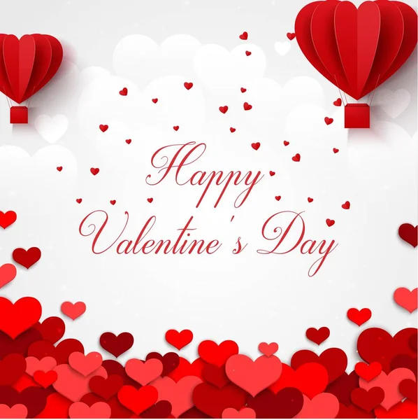 Šťastný Valentines Den Pozdravy Karta Realistickou Papírem Řez Tvaru Srdce — Stockový vektor