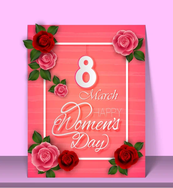 March Women Day Pink Background — Stock Vector