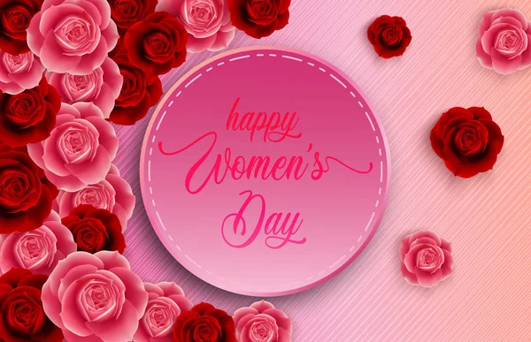 Happy Women Day Groeten Roze Achtergrond — Stockvector