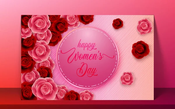 Feliz Día Mujer Sobre Fondo Rosa — Vector de stock