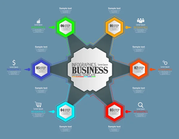 Presentación Infografías Negocios Diapositiva Con Opciones Paso — Vector de stock