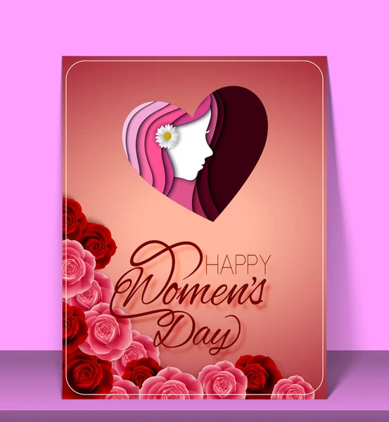 Carte Vœux Happy Women Day Sur Fond Rose — Image vectorielle