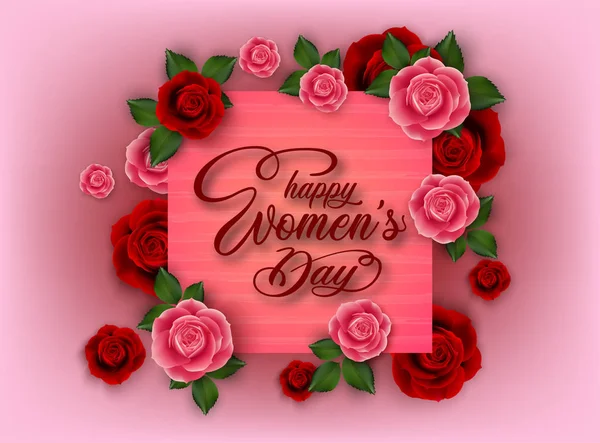 Happy Ημέρα Της Γυναίκας Ροζ Φόντο — Διανυσματικό Αρχείο