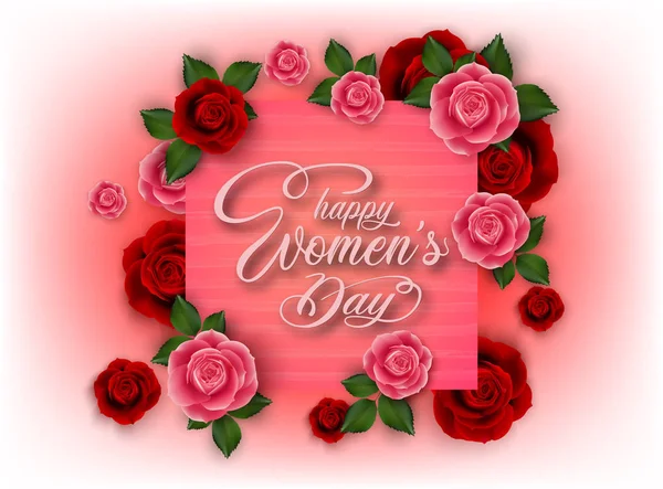 Dia Internacional Mulher Feliz Fundo Rosa — Vetor de Stock