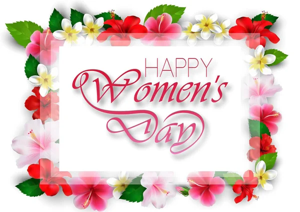 Happy Women Day Met Bloemen — Stockvector