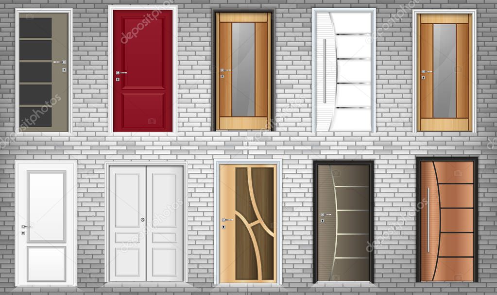 Collection of colorful room doors icons