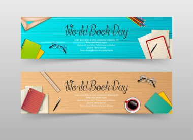 Dünya kitap günü afiş şablonu vektör illüstrasyon
