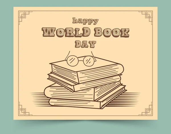 Vector Illustration World Book Day Stack Books — Stock Vector