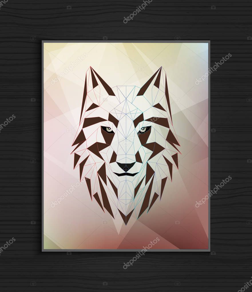 Vector illustration of Abstract polygonal wolf head design