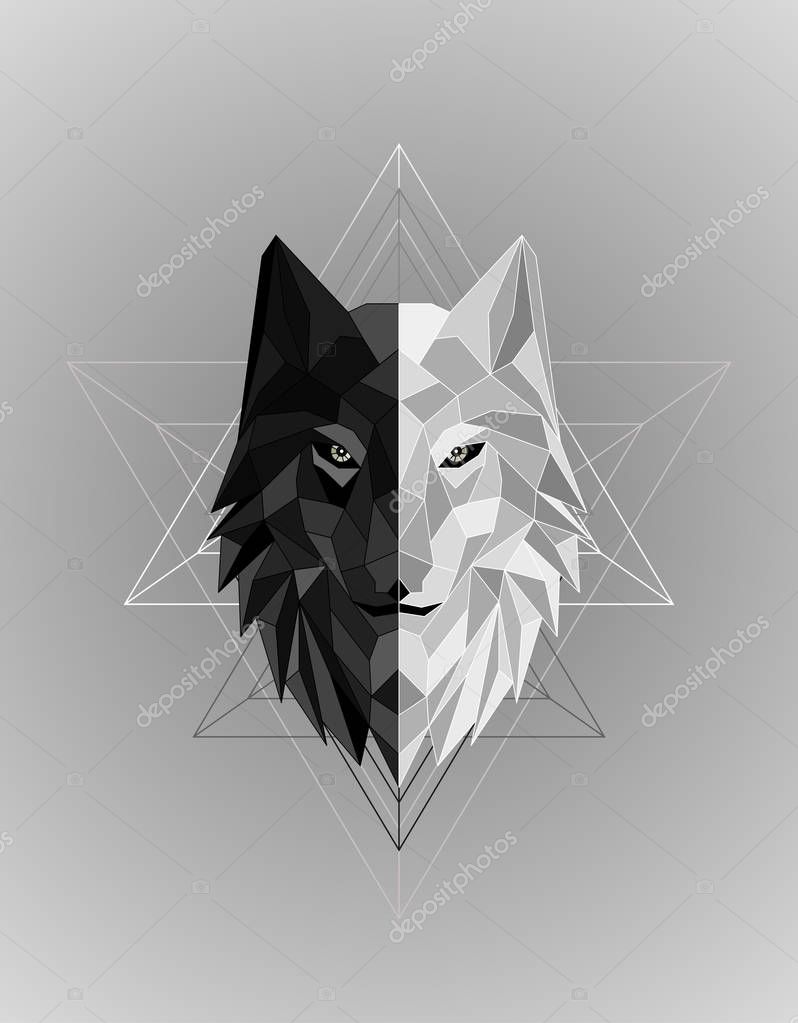 Vector illustration of Abstract polygonal wolf head design