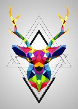 Renkli geyik düşük Poly tasarım vektör Illustration