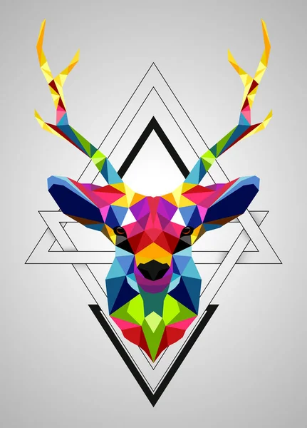 Vector Illustration Colorful Deer Low Poly Design — Stock Vector