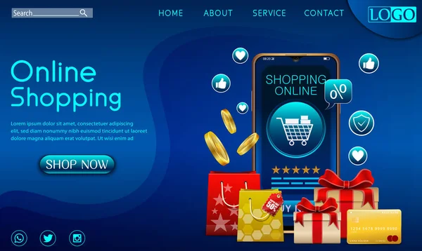Vector Illustratie Van Shopping Online Design Concept Mobiele Applicatie Met — Stockvector