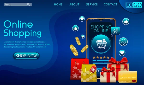 Vector Illustratie Van Shopping Online Design Concept Mobiele Applicatie — Stockvector