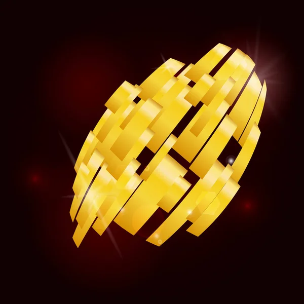 Golden abstract vector background. Abstract technology 3d figure.