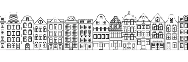 Sorunsuz sınır Cute retro dış ev sahipliği yapmaktadır. Avrupa Bina cephe topluluğu. Belçika ve Hollanda geleneksel mimarisi. İsveç, Norveç, Daanmark