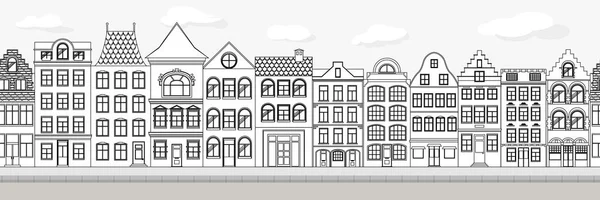 Sorunsuz sınır Cute retro dış ev sahipliği yapmaktadır. Avrupa Bina cephe topluluğu. Belçika ve Hollanda geleneksel mimarisi. İsveç, Norveç, Daanmark