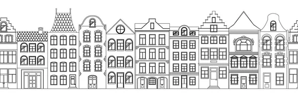 Sorunsuz sınır Cute retro dış ev sahipliği yapmaktadır. Avrupa Bina cephe topluluğu. Belçika ve Hollanda geleneksel mimarisi. İsveç, Norveç, Daanmark