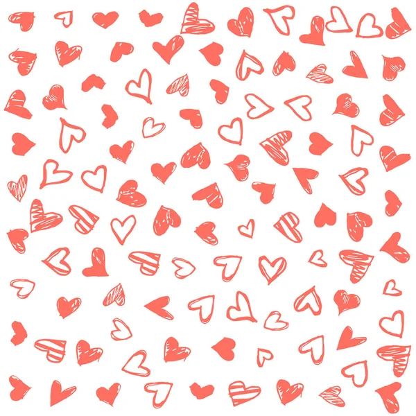 Romantischer Hintergrund mit handgezeichneten Doodle-Herzen. Valentinstag-Vektorhintergrund, Designvorlage für Hochzeitskarte, Einladungen, Textil, Banner, Gruß, Verpackung — Stockvektor