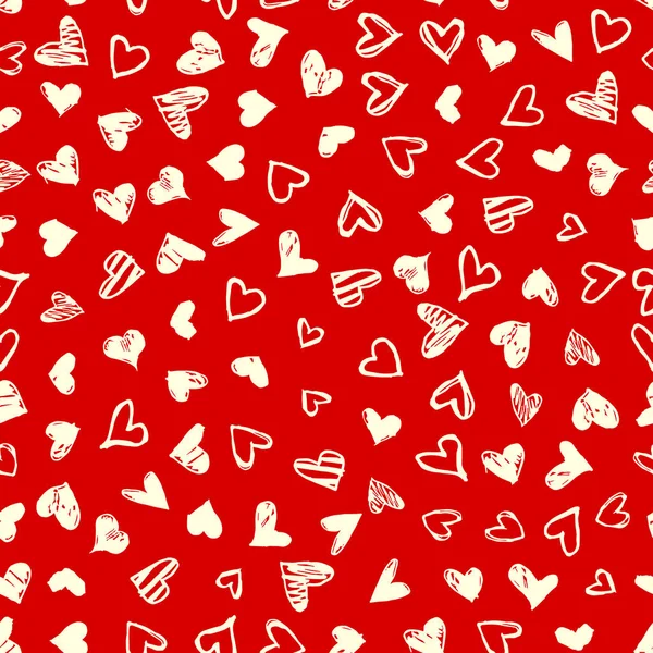 Naadloze patroon met hand getrokken doodle hart. Valentijnsdag vector achtergrond, ontwerpsjabloon voor bruiloft card, uitnodigingen, textiel, banner, groet, verpakken — Stockvector