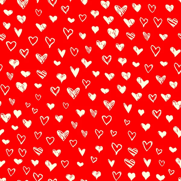 Nahtloses Muster mit handgezeichneten Doodle-Herzen. Valentinstag Vektor Hintergrund, Design-Vorlage für Hochzeitskarte, Einladungen, Textil, Banner, Gruß, Verpackung — Stockvektor