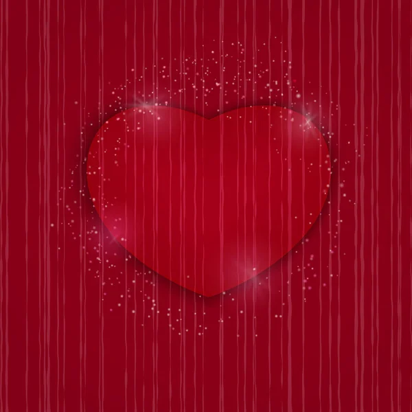 Κάρτα ημέρα του Αγίου Βαλεντίνου καρδιά σε κόκκινο φόντο. Γάμος πρόσκληση πρότυπο κάρτας, αγάπη έννοια. Εορταστική αφίσα για τις 14 Φεβρουαρίου. Εικονογράφηση διάνυσμα — Διανυσματικό Αρχείο