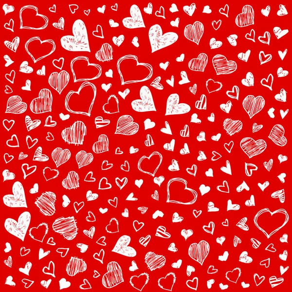 Romantik arka plan elle çizilmiş doodle yürekleri. Sevgililer günü vektör zemin, düğün kartı, davetiyeler, tekstil, afiş, tebrik, kaydırma için tasarım şablonu — Stok Vektör