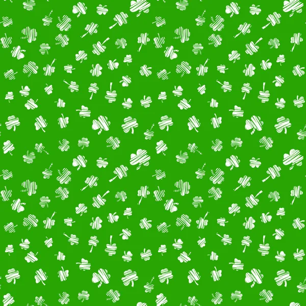 Latar belakang Saint Patrick Day mulus dengan bentuk kelopak. Simbol keberuntungan, latar belakang shamrock Irlandia. Ilustrasi vektor untuk web, kertas pembungkus, poster - Stok Vektor