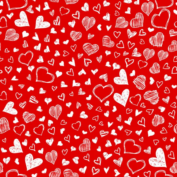 Romantische naadloze patroon met hand getrokken doodle hart. Valentijnsdag vector achtergrond, ontwerpsjabloon voor bruiloft card, uitnodigingen, textiel, banner, groet, verpakken — Stockvector