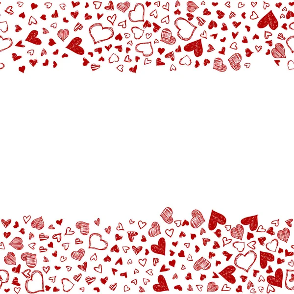 Romantischer Hintergrund mit handgezeichneten Doodle-Herzen. Valentinstag-Vektorhintergrund, Designvorlage für Hochzeitskarte, Einladungen, Textil, Banner, Gruß, Verpackung — Stockvektor