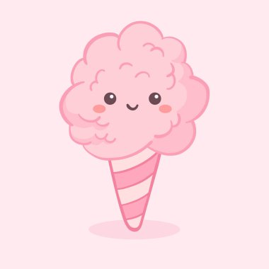 Sevimli pembe pamuk peri ipi şeker vektör çizim karikatür karakter simgesi