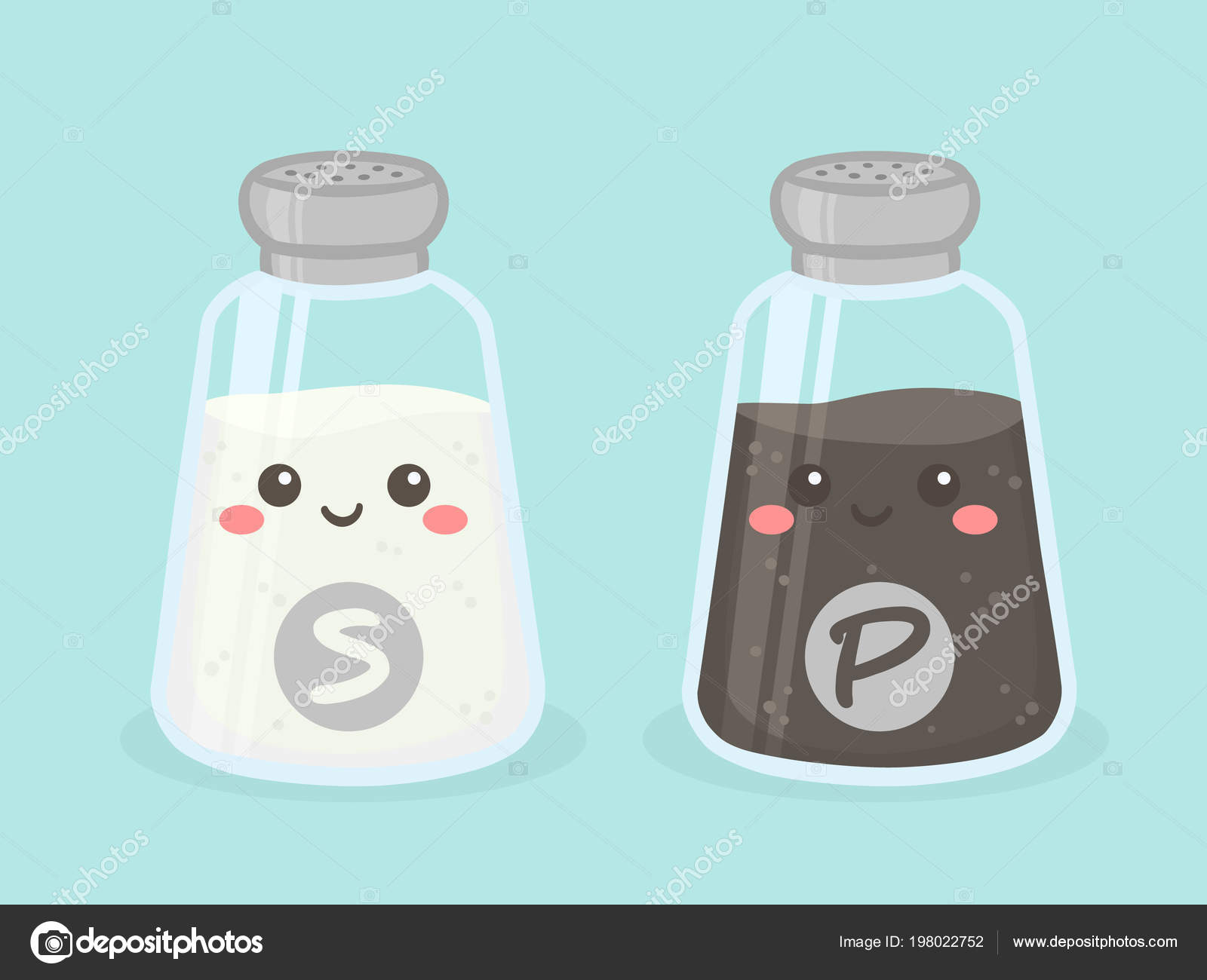 Cute Salt Pepper Shaker Bottle Vector Illustration Cartoon Character Smile  Stock Vector by ©anitnov 198022752