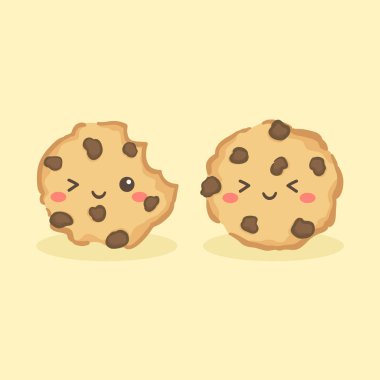 Şirin süt cam ve çerezleri Choco Chips vektör gülümsemek illüstrasyon karikatür
