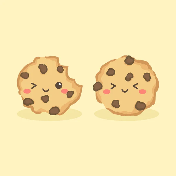 Sticlă Lapte Drăguț Cookie Uri Choco Chips Ilustrație Vectorială Zâmbet — Vector de stoc