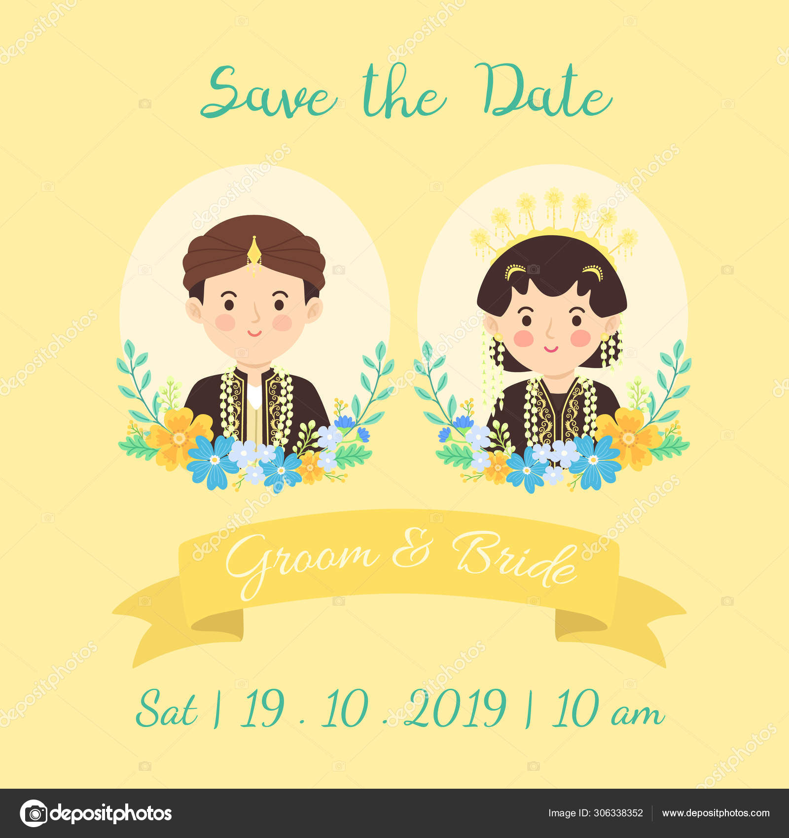 Central Java Indonesia Wedding Cute Face Couple Indonesian Javanese  Traditional Stock Vector Image by ©anitnov #306338352