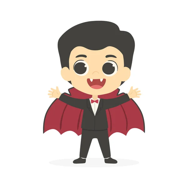 Cadılar Bayramı Şirin Drakula Vampir Çocuk Kostüm Vektörü — Stok Vektör