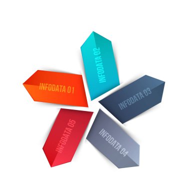 Oklarla 5 parça, adımları ya da seçenekleri. Vektör origami Infographic tasarım şablonu. Gösterim amacıyla proje adımları görselleştirme. İş sunumu.