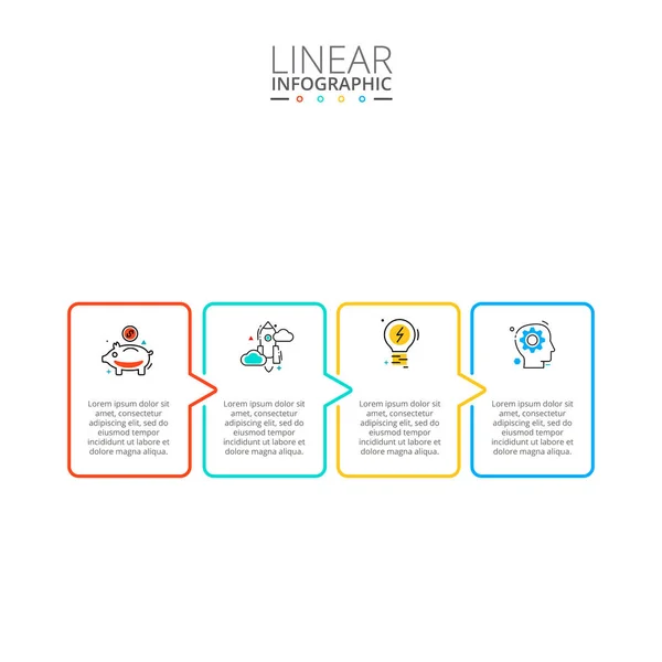 Tenká linie byt prvek infographic. Šablona diagram, graf, prezentaci a graf. Obchodní koncept s 4 možnosti, díly, kroků nebo procesy. Vizualizace dat. — Stockový vektor