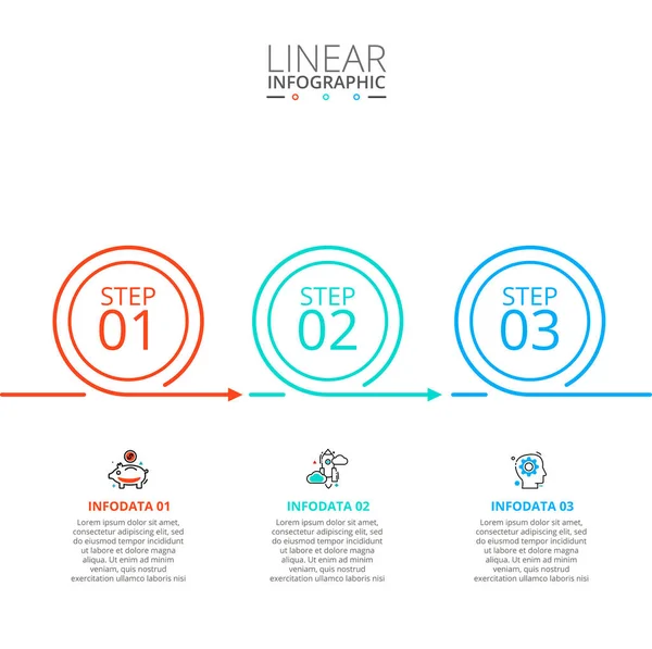 Tenká linie byt prvek infographic. Šablona diagram, graf, prezentaci a graf. Obchodní koncept s 3 možnosti, díly, kroků nebo procesy. Vizualizace dat. — Stockový vektor