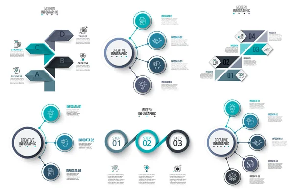 Plantilla Diseño Infografía Vectorial Concepto Negocio Con Opciones Partes Pasos — Archivo Imágenes Vectoriales