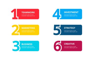 Soyut infographics seçenekleri şablon sayısı. Vektör çizim. İş akışı düzeni, diyagram veya afiş 6 seçeneği ile kullanılan
