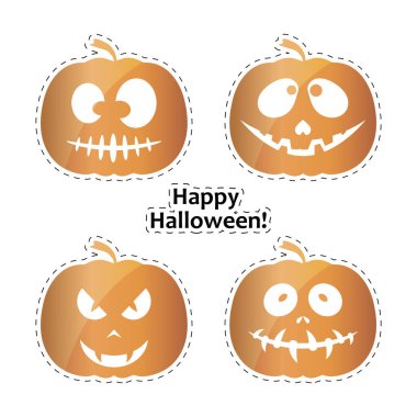 Bir dizi vektör çıkartması. Cadılar Bayramı için balkabakları