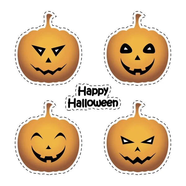 Conjunto Pegatinas Vectoriales Calabazas Para Halloween — Vector de stock