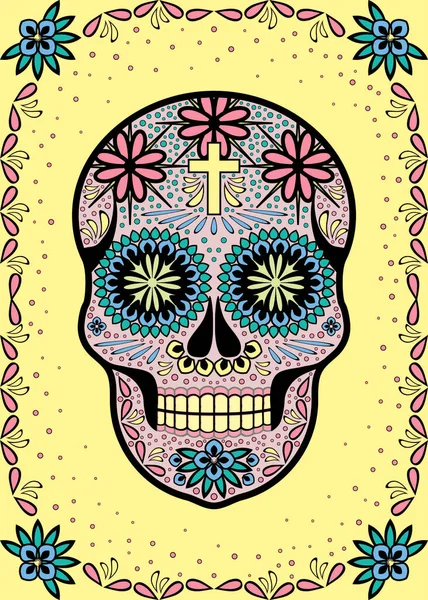 Santa Muerte Cráneo Halloween — Vector de stock