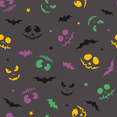 Seamless pattern with muzzles; Day of the Dead; Halloween clipart